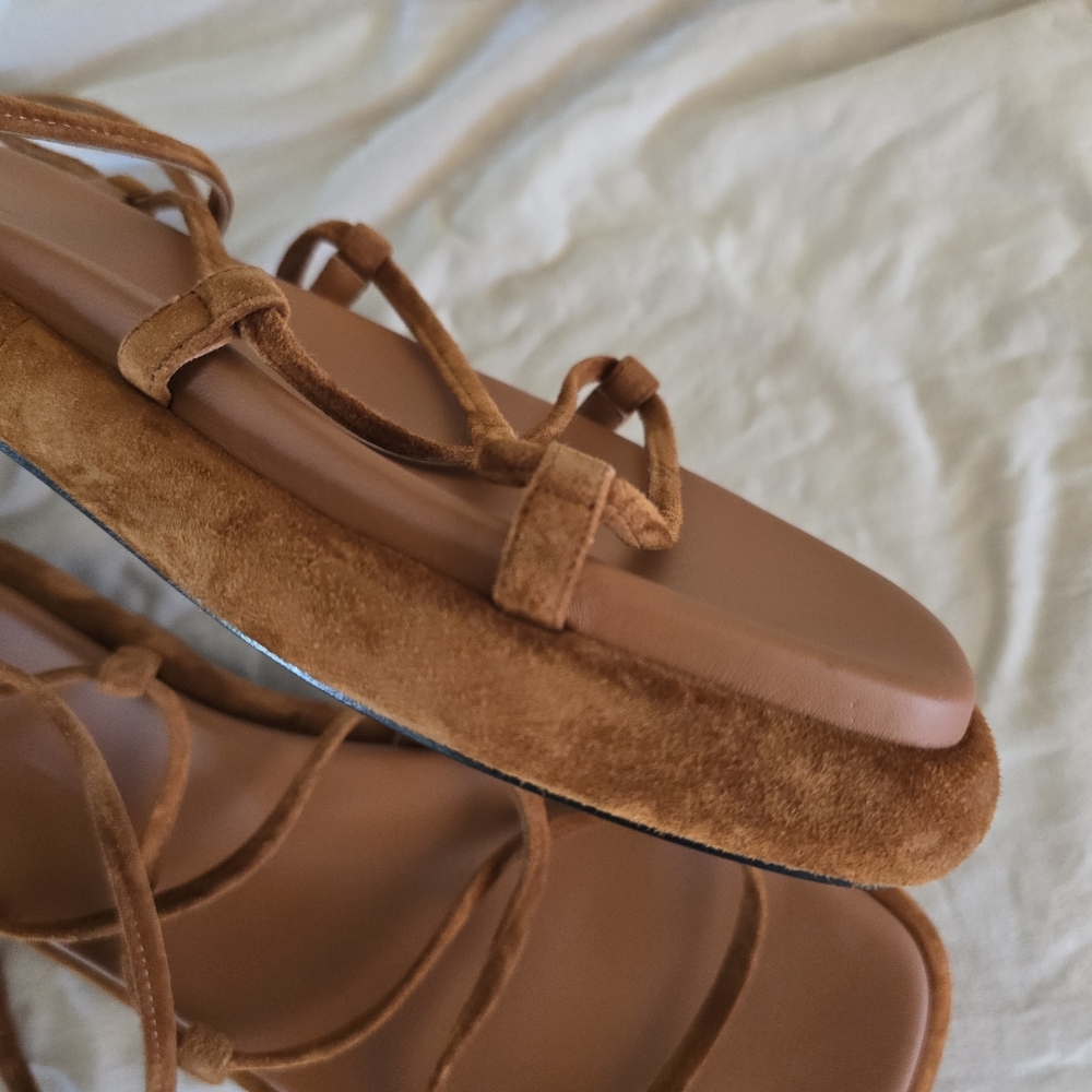 Khaite Alba Suede Ankle-Tie Gladiator Sandals - Picture 8 of 12